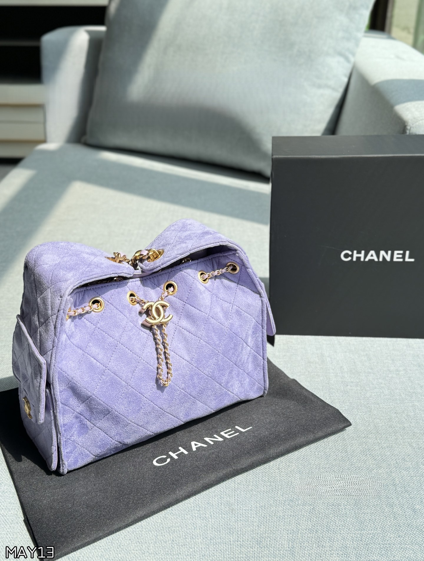 Chanel 25Bag Small 30 Quilted Suede Leather Drawstring Lazy Bucket Hobo Shopping Tote Bag - KAIROO