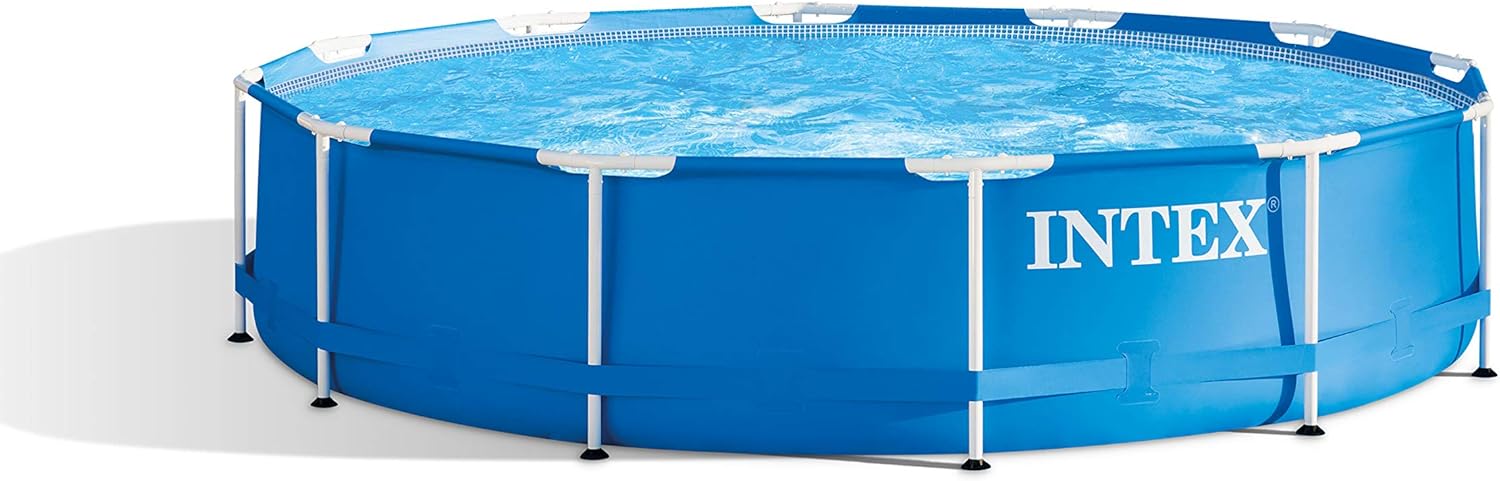 INTEX Metal Frame 12 ft x 30 in Above Ground Pool Set, Round Swimming Pool with Steel Frame, 530 GPH Cartridge Filter Pump, and Type A Filter Cartridge