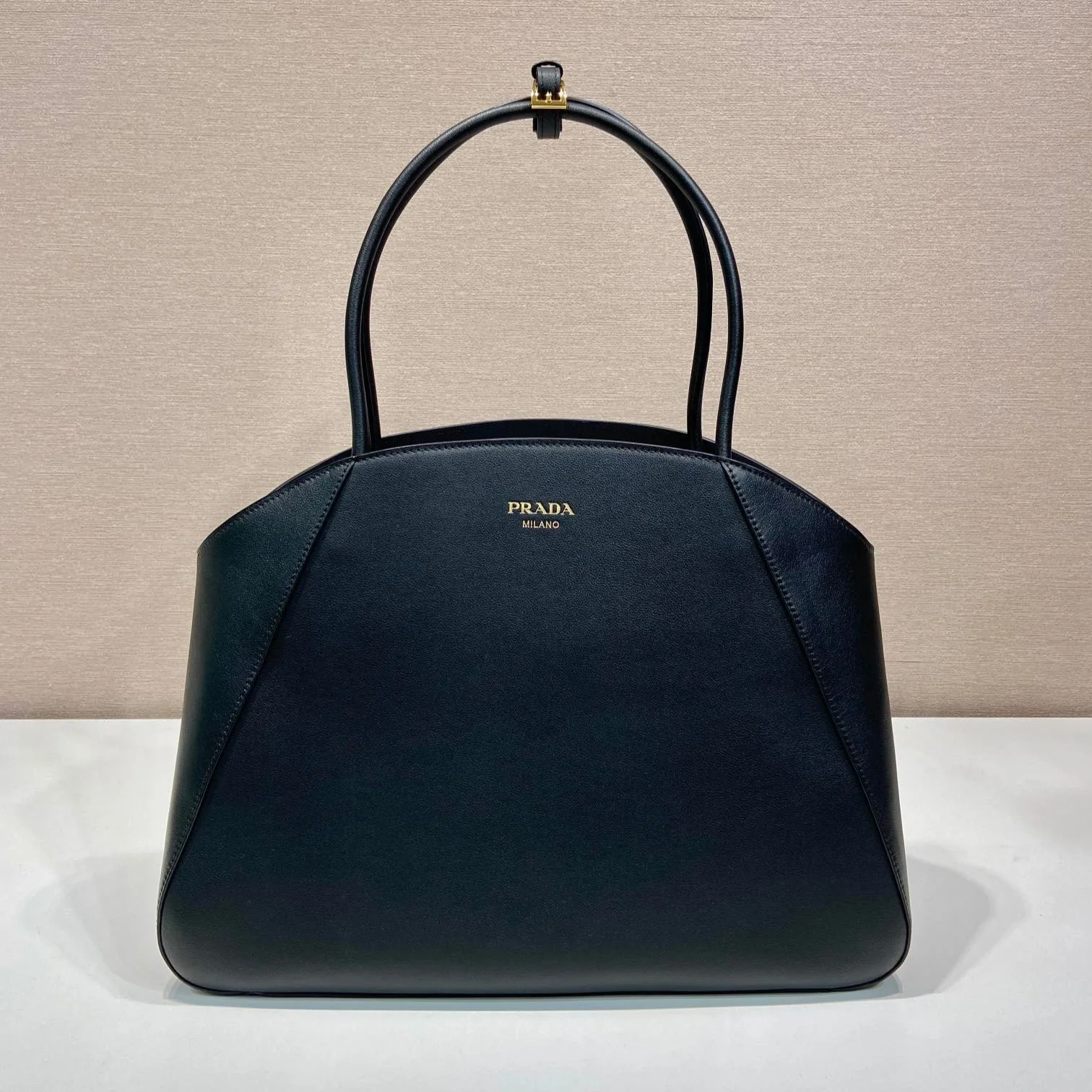 Prada ELEGANT TOTE BAG 40 IN BLACK SMOOTH CALFSKIN