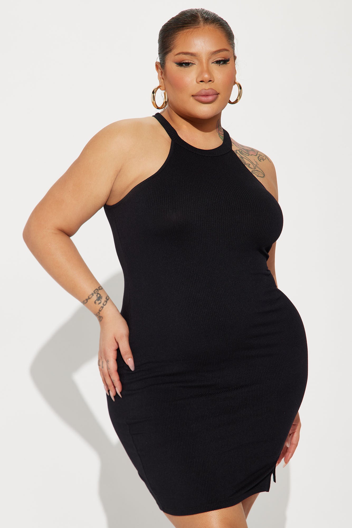 Mara Ribbed Mini Dress - Black