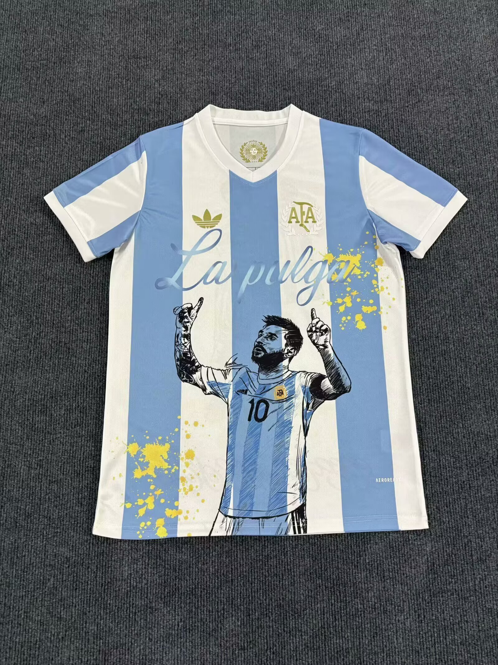 2025 Argentina Blue with aMessi Celebration Print Jersey