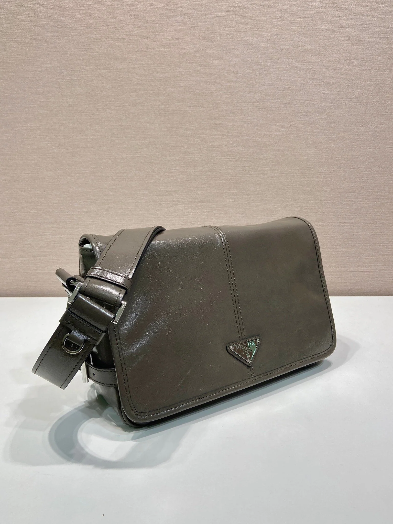 Prada MESSENGER BAG 30 IN TROUT GRAY SOFT AND SHINY CALFSKIN