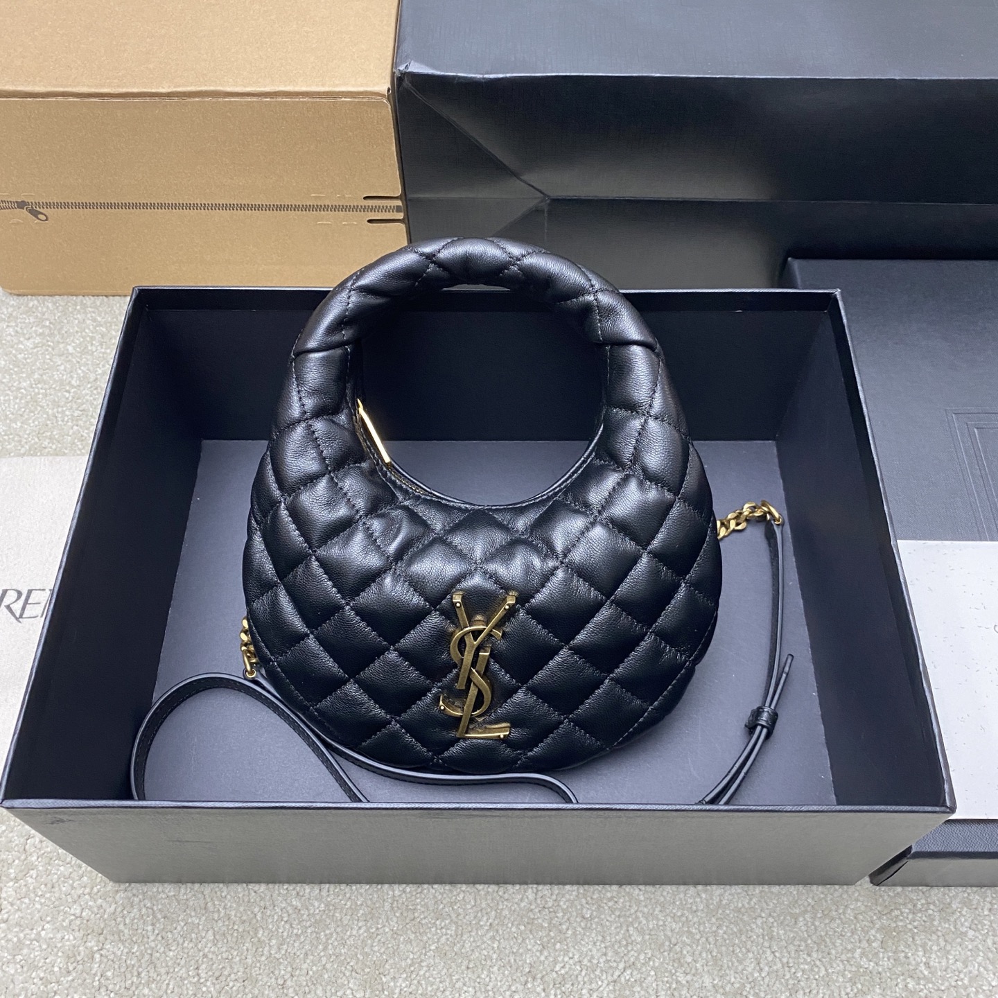 YSL Saint Laurent Icarino Mini Bag in Quilted Nappa-Black  871329