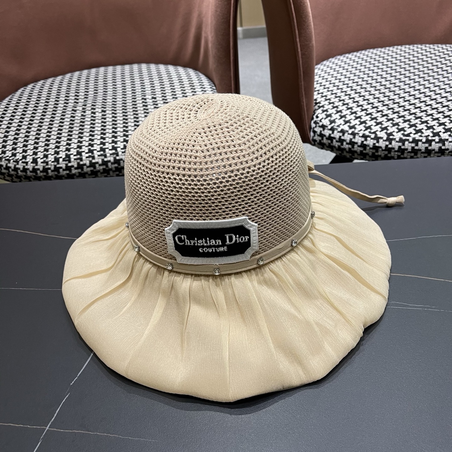 Christian Dior Couture Mesh Satin Trim Bucket Hat - KAIROO