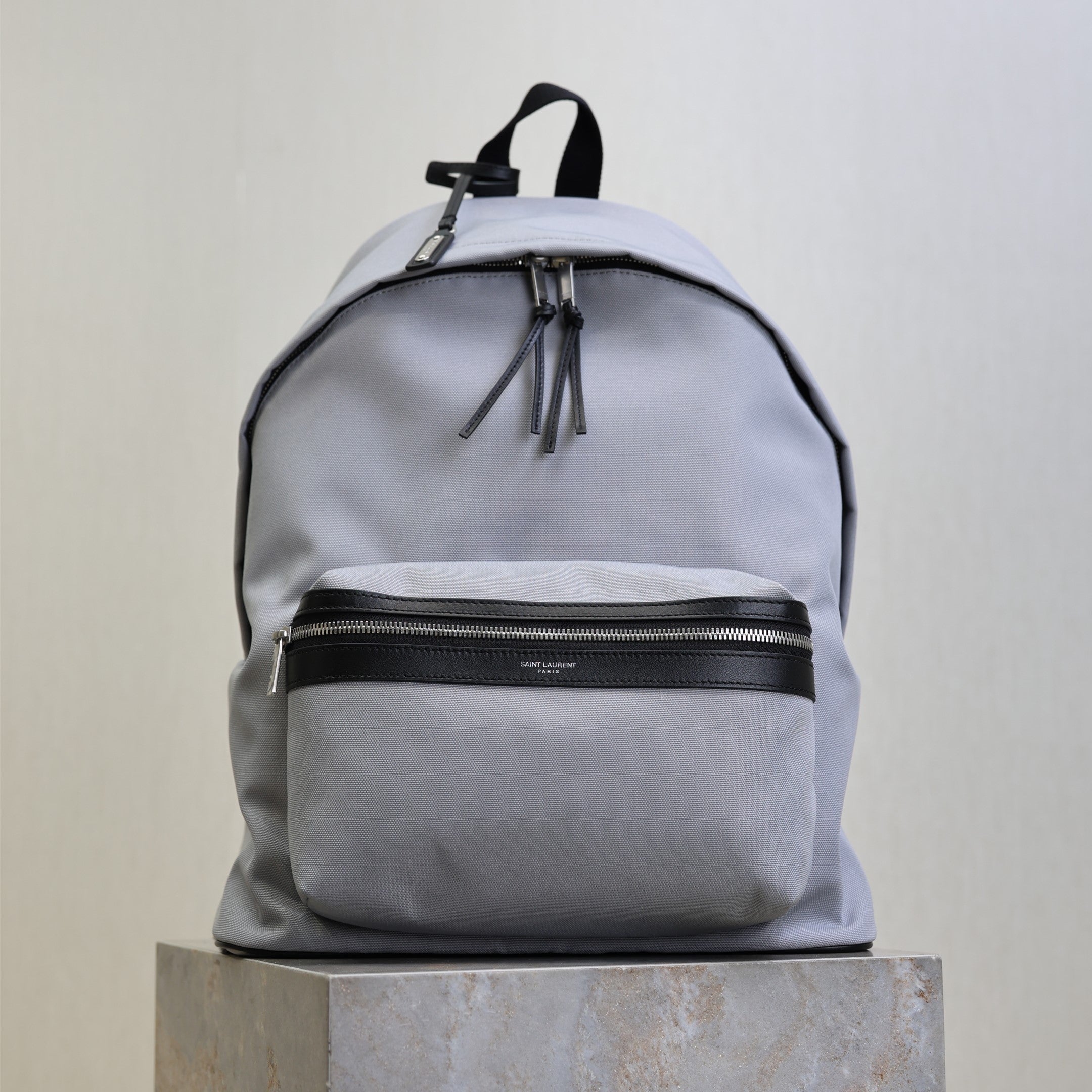 Saint Laurent YSL City Backpacks Light Gray Cowhide Cotton