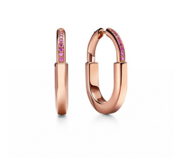 Tiffany Large Lock Earrings-Pink gold