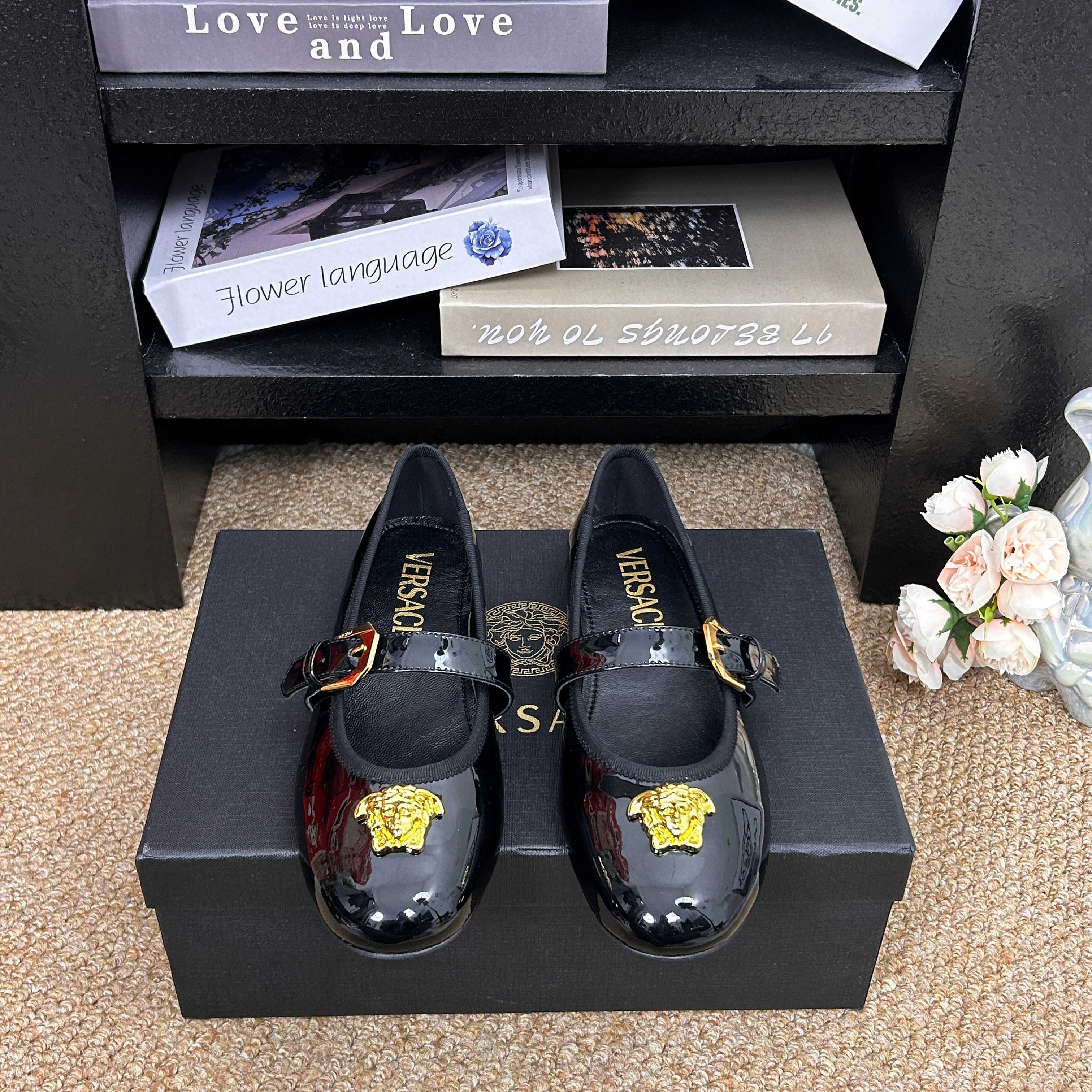 Versace Shiny Leather Ballet Flat