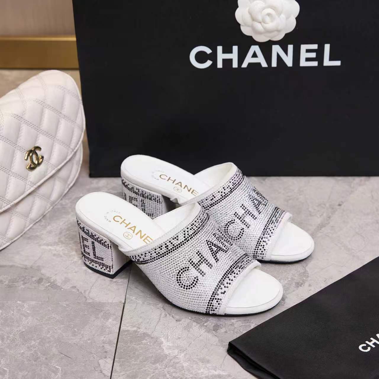 Chanel 2026 New Heeled Slide with crystals