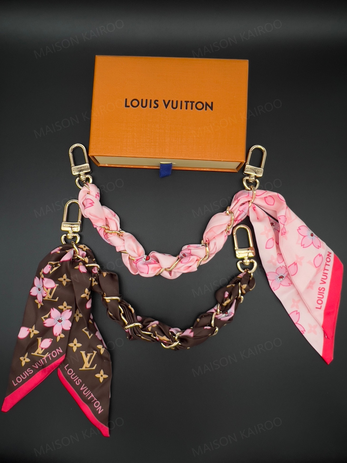 Louis Vuitton LV Cherry Blossom Scarf Chain Bag Charm - KAIROO