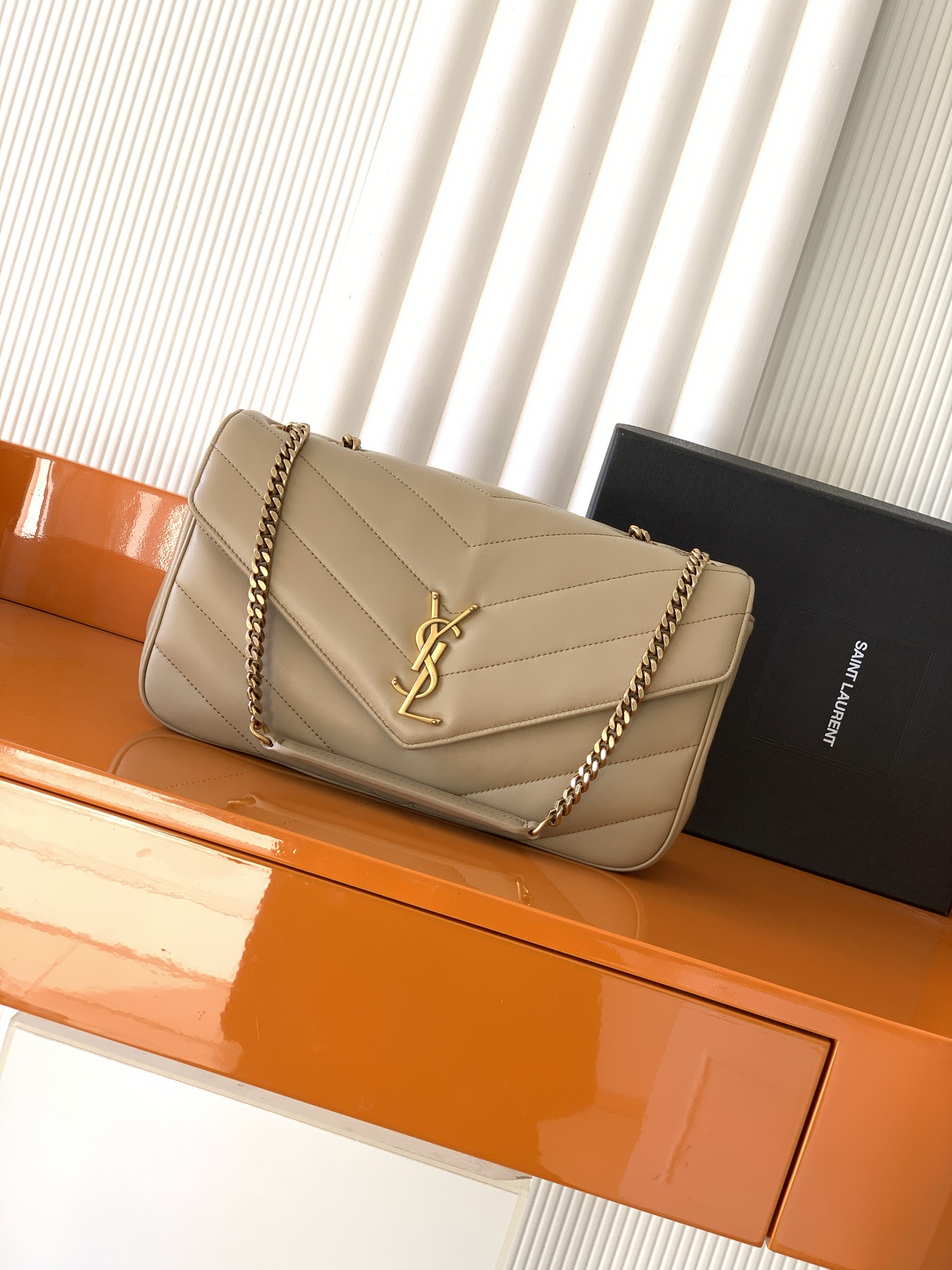 Saint Laurent Tan Loulou Lambskin Medium Shoulder Bag