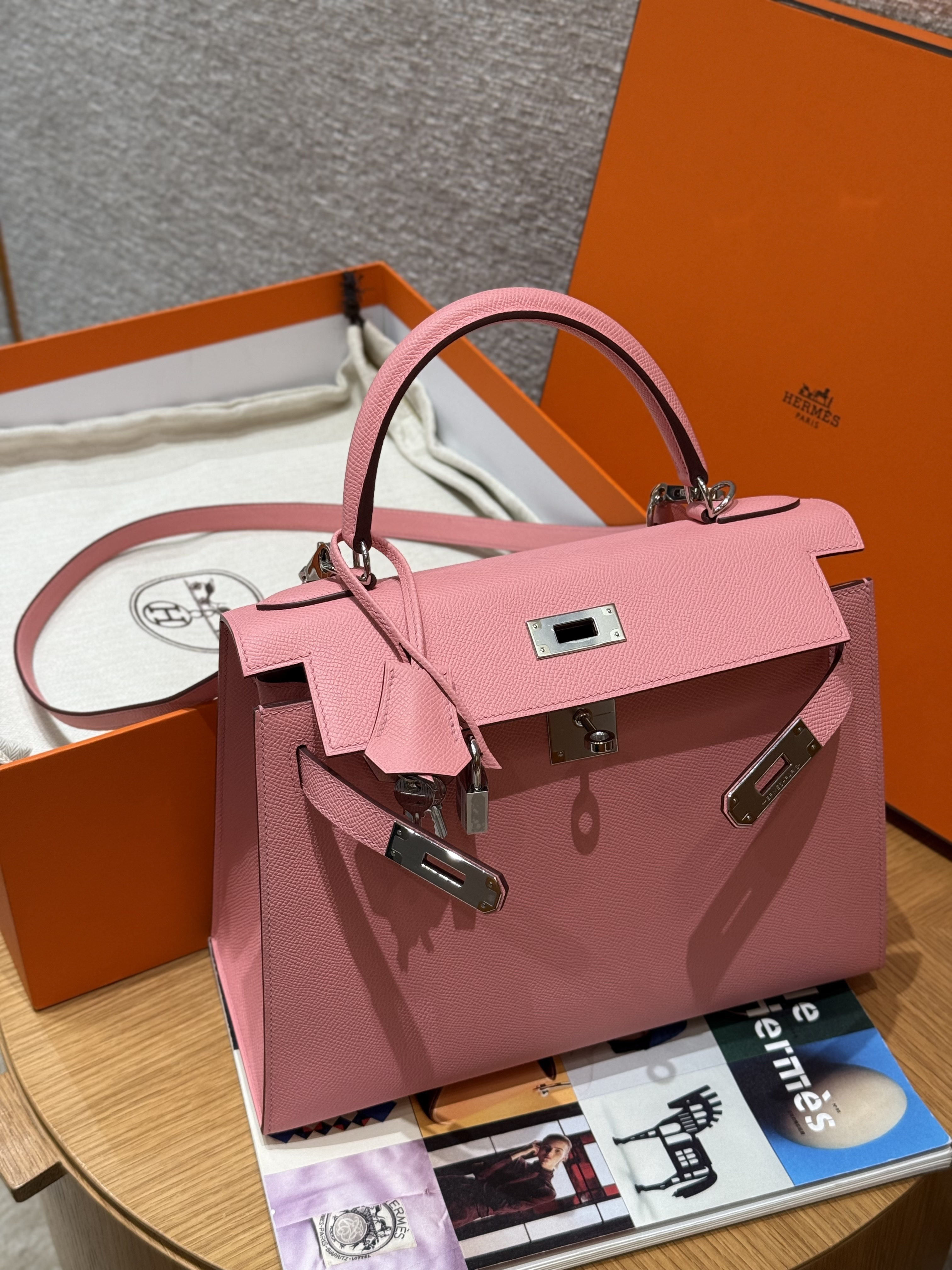 Hermes Rose confetti Epsom Kelly 28