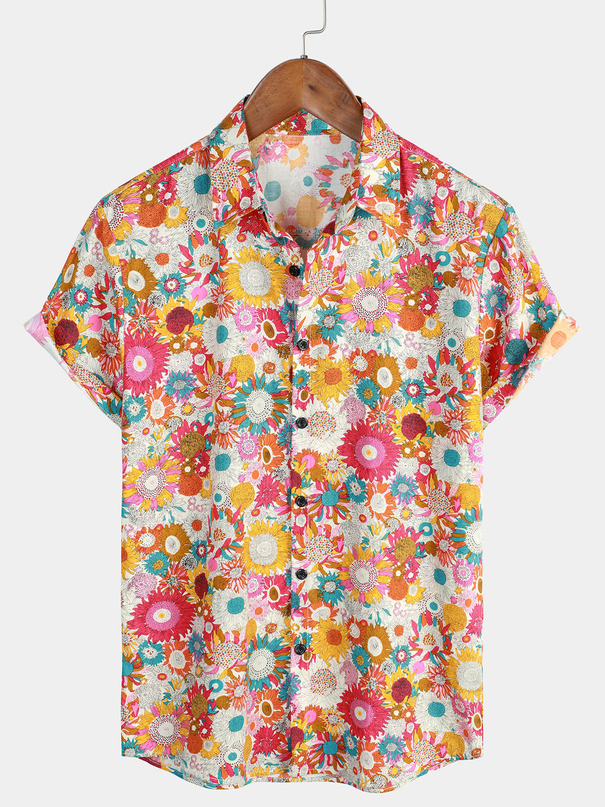 Men's Fresh Floral Cotton Hawaiian Short Sleeve Shirt