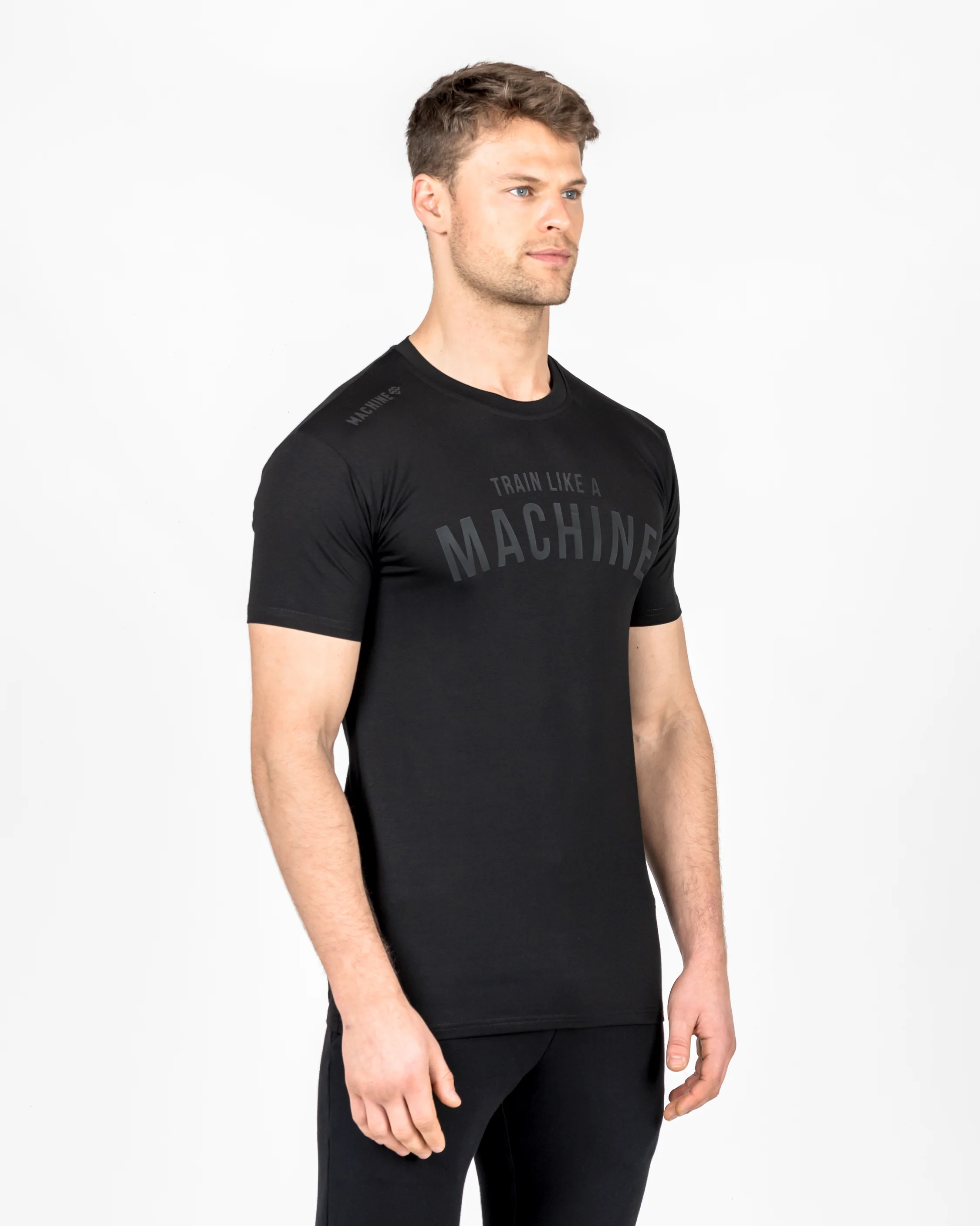 Train Like A Machine Tech T-Shirt (Black/Black)