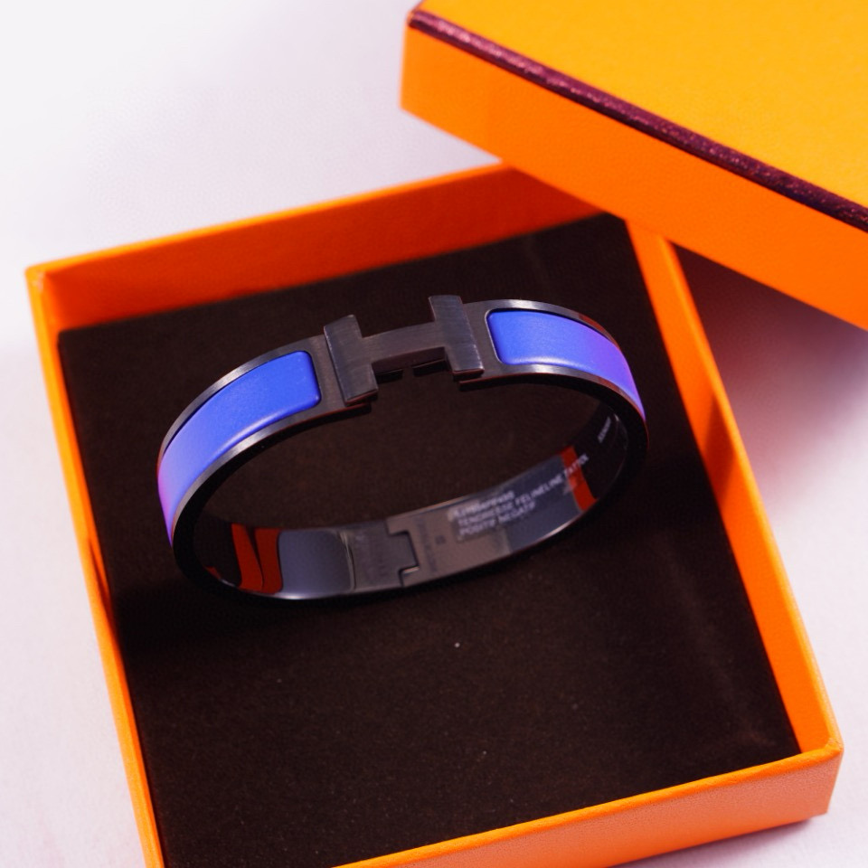 Hermes blue electric Clic H Enamel Bracelet