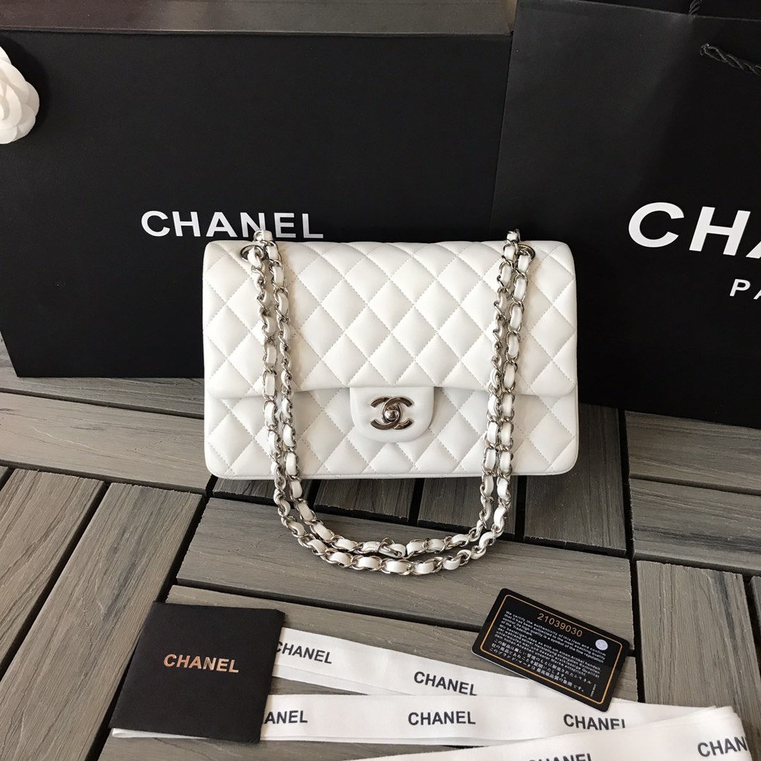 Chanel Classic 11.12 Handbag in White Lambskin