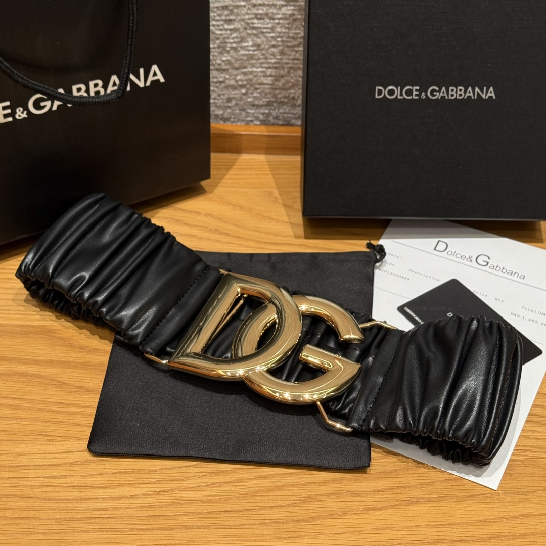 D&G Luxury DG Elastic Wide leather Belt 8.0cm