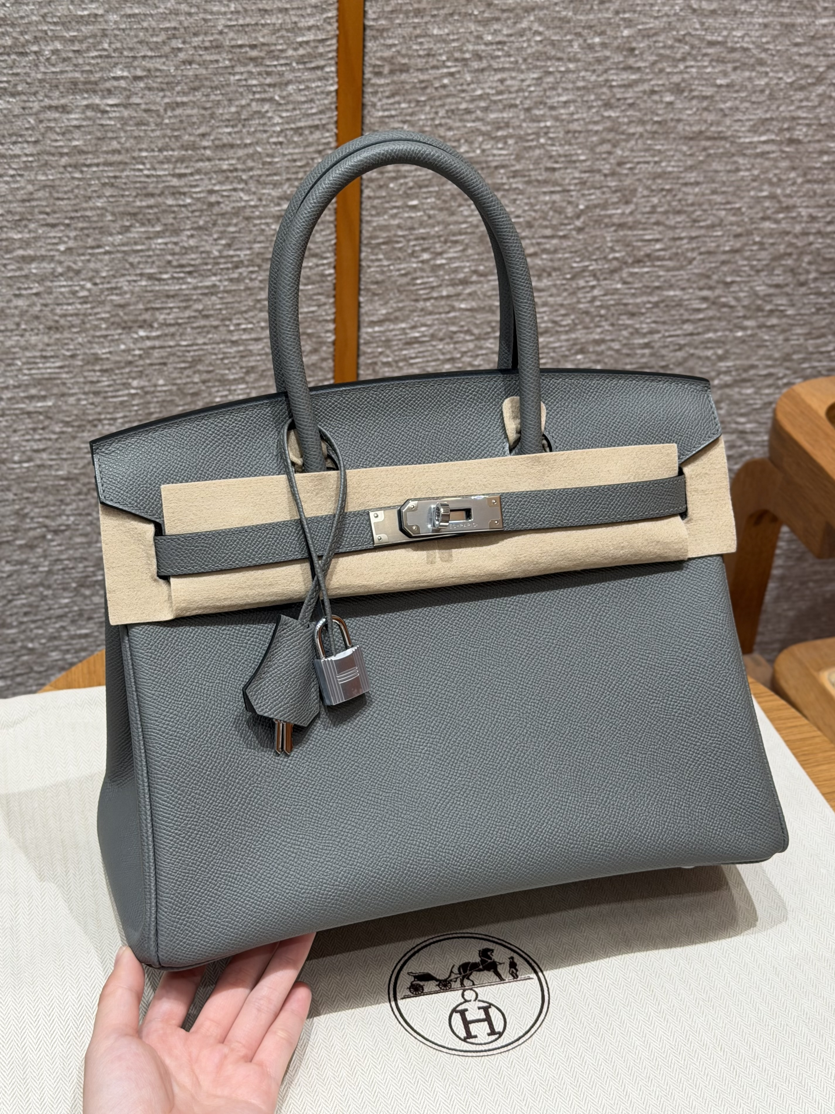 Hermes Gris Meyer Togo Birkin 30 Bag