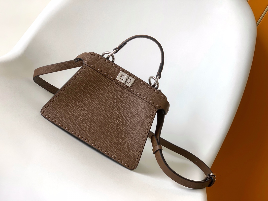 Fendi Peekaboo Selleria Petite Peekaboo-Dark Brown