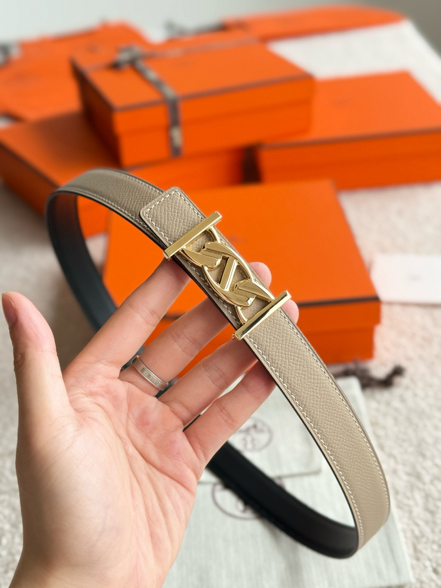 Hermes My H Reversible Leather Belt 24mm