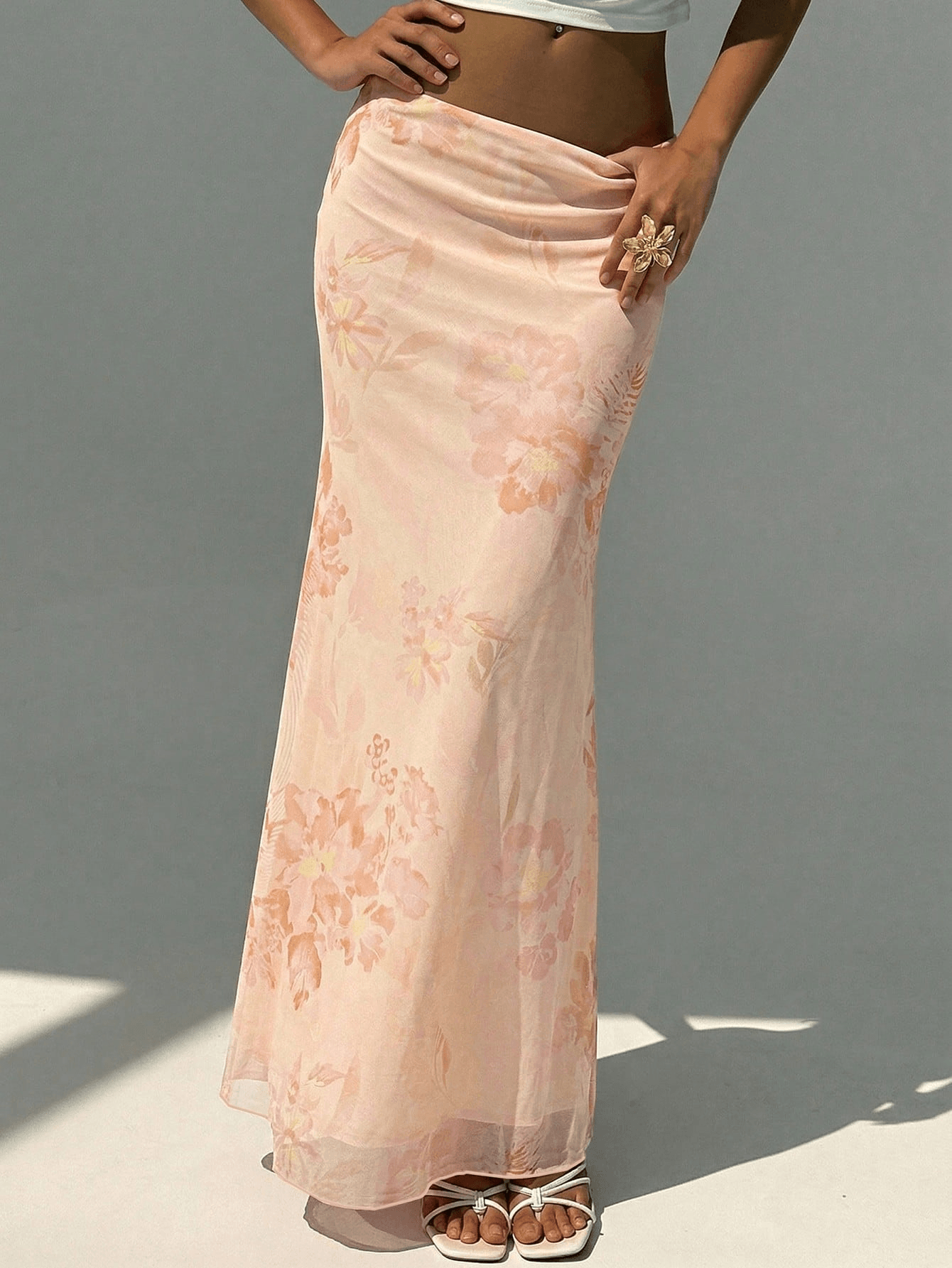 Women's Floral Print Low Waist Fishtail Skirt