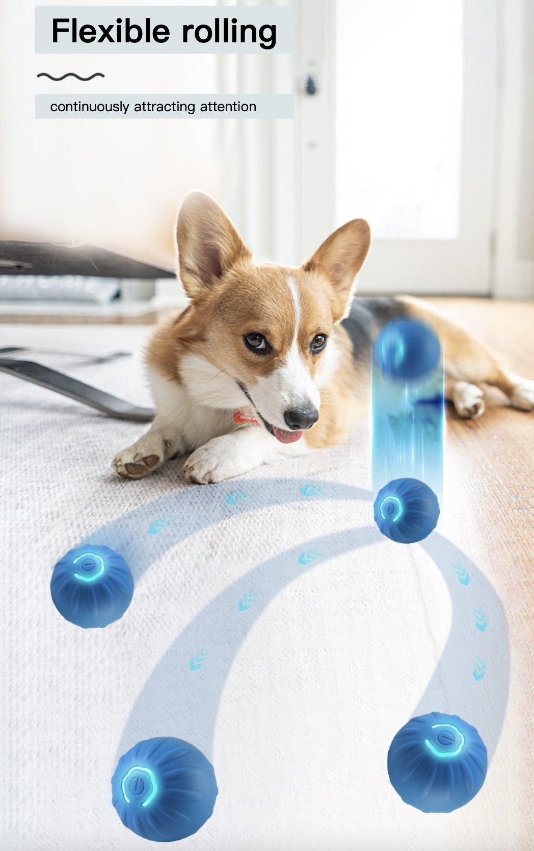 Cat Electronic Ball Rechargeable Prop Pet Toy 4 Types Colorful Light Flexible Running