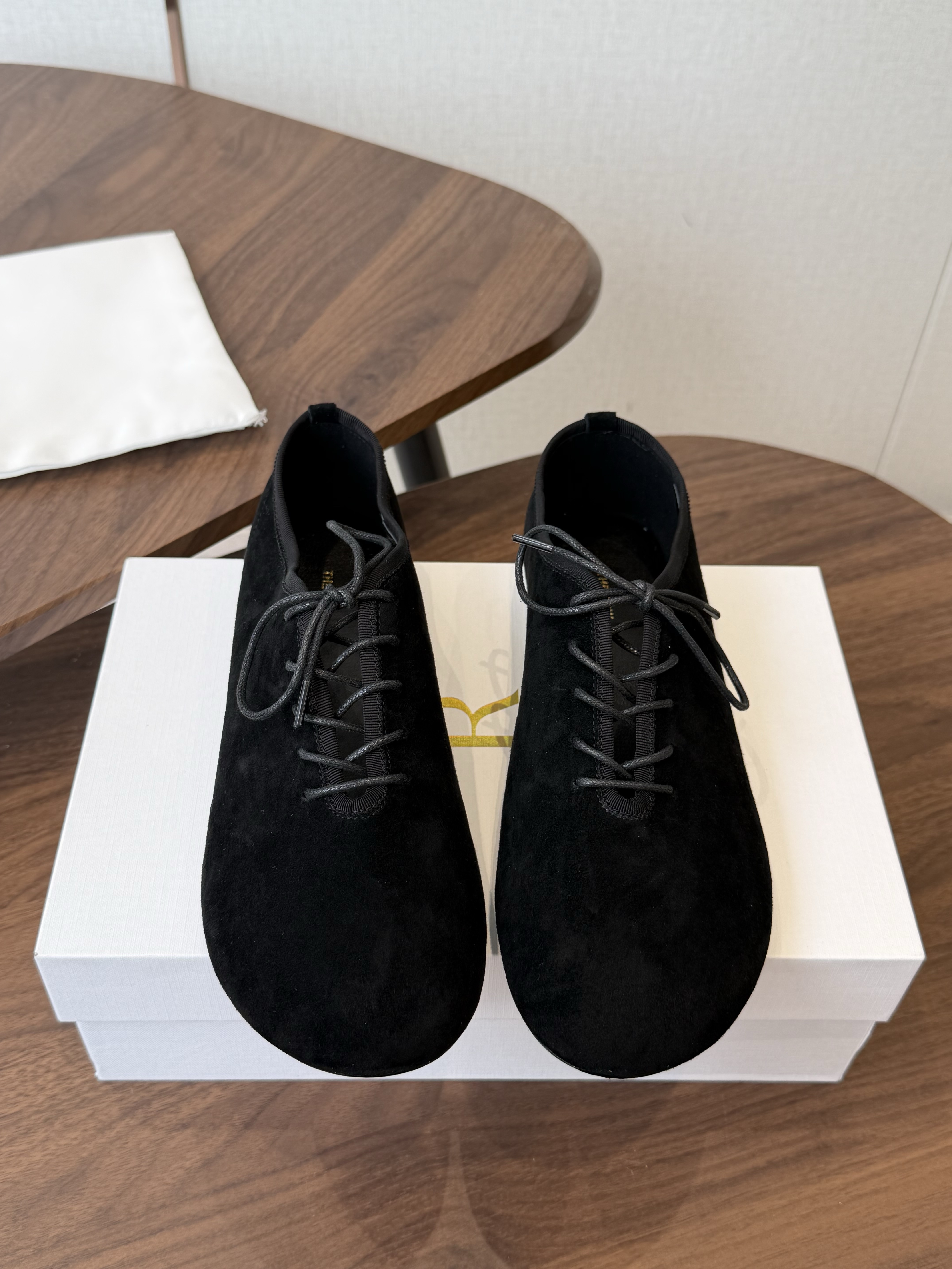 The Row Low Suede Race-up Loafer