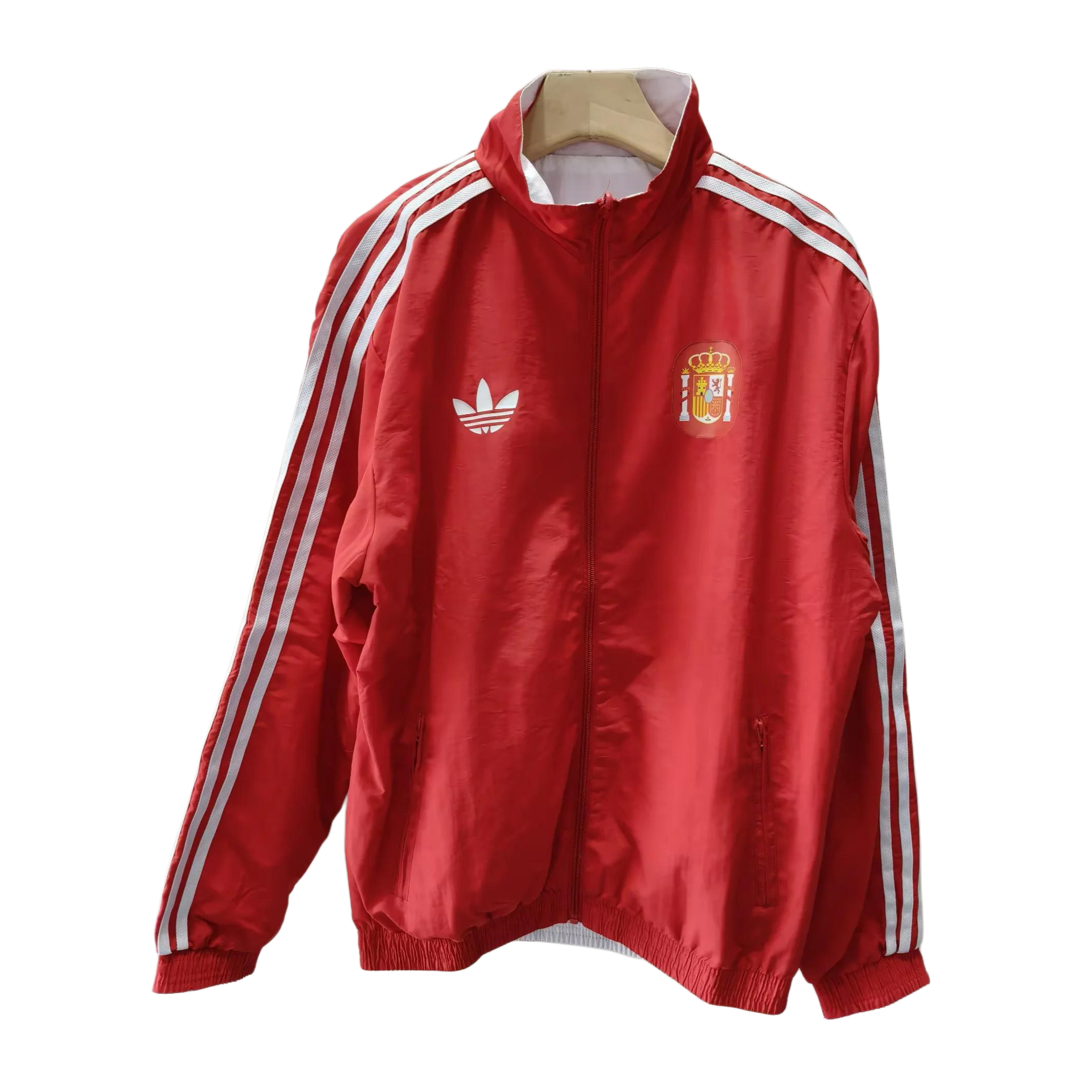 Spanish Red and White Double-Sided Silicone Windbreaker