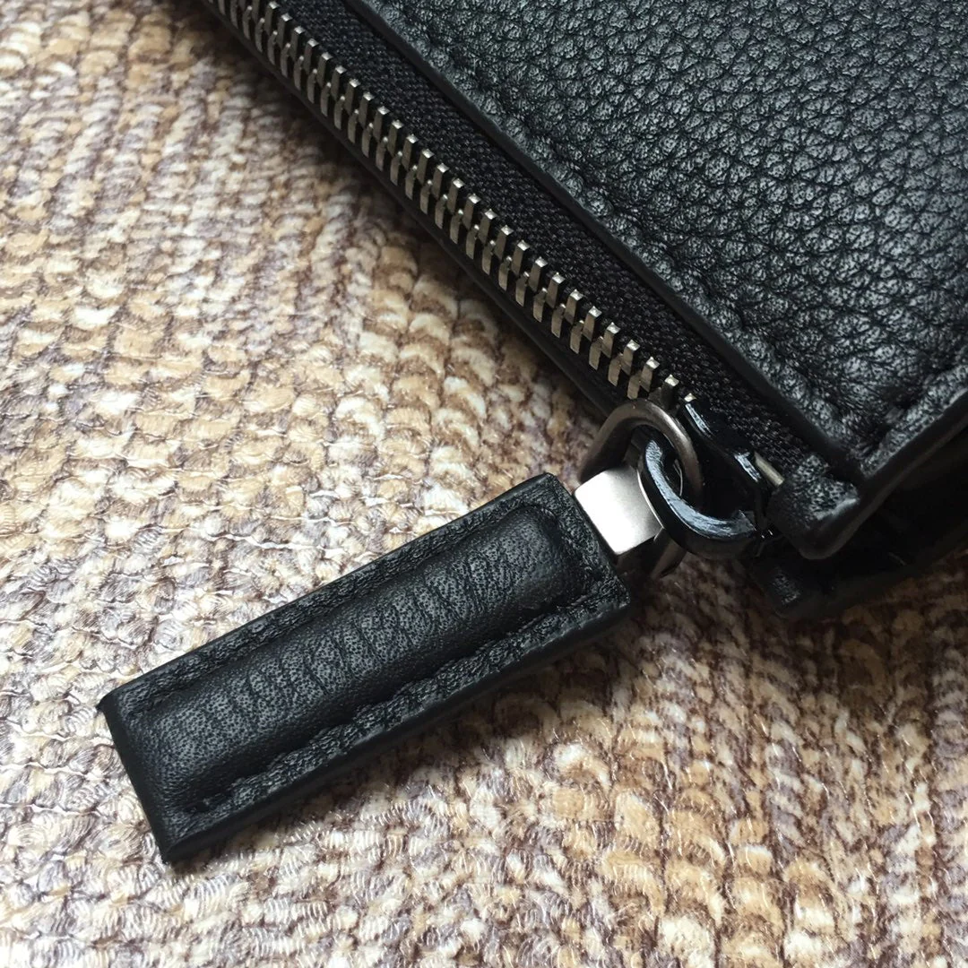 Prada CLUTCH 26 IN BLACK DEERSKIN EMBOSSED LOGO