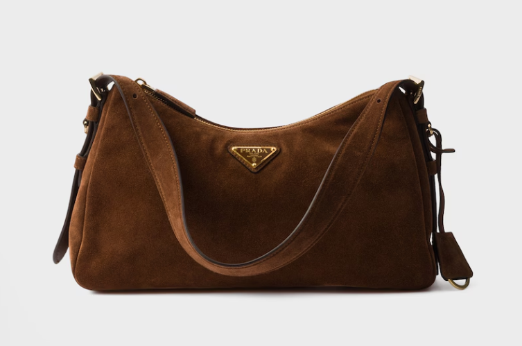 Prada Aimée medium Suede shoulder bag-Brown 1BC229