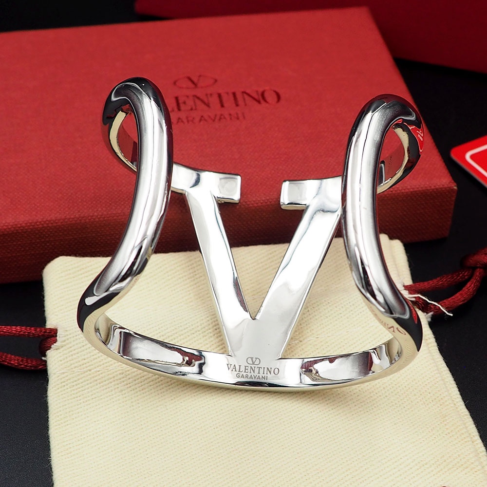 Valentino Silver Wide Open Bracelet