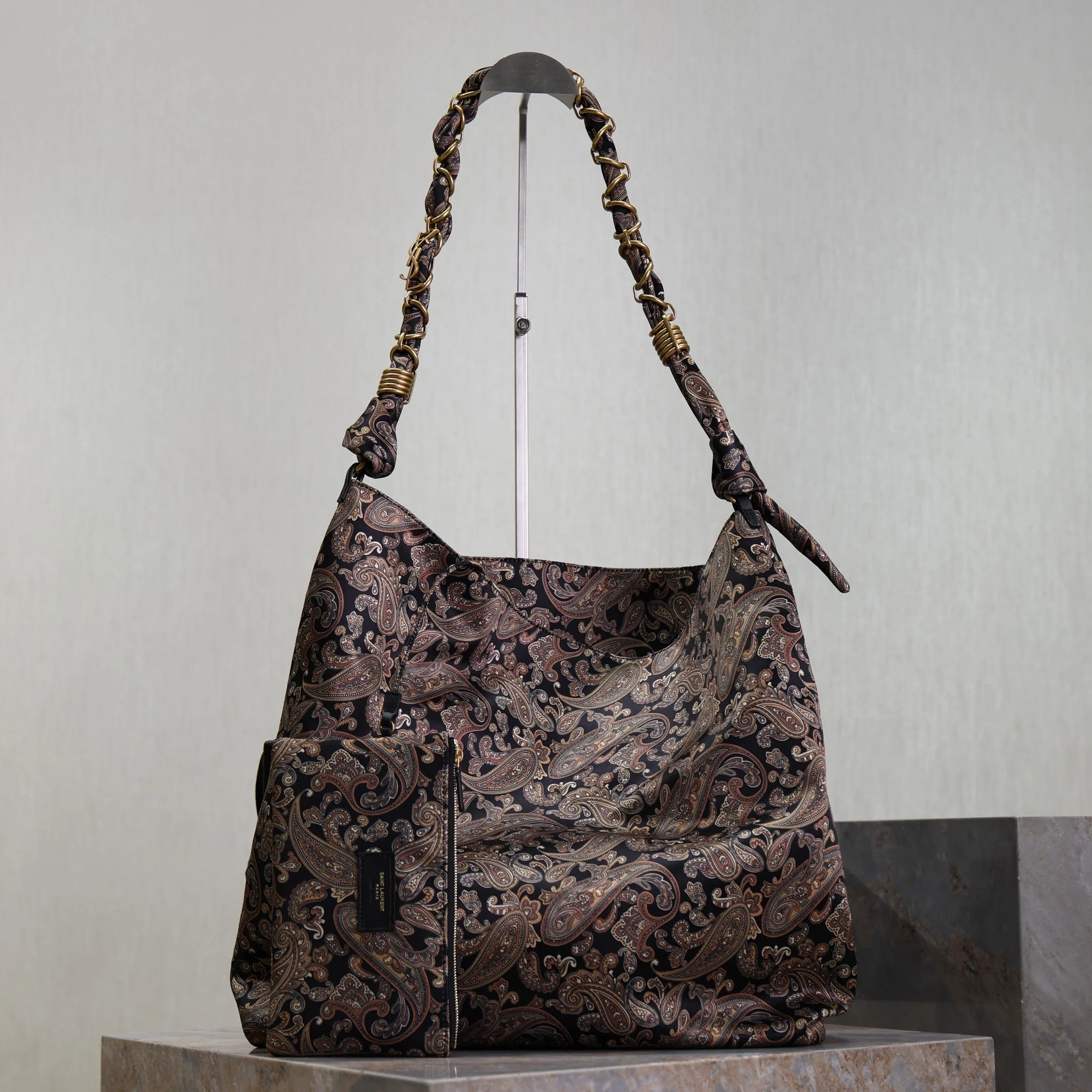 Saint Laurent YSL  AMALIA Tote Bag 40cm Jacquard Frabic GHW