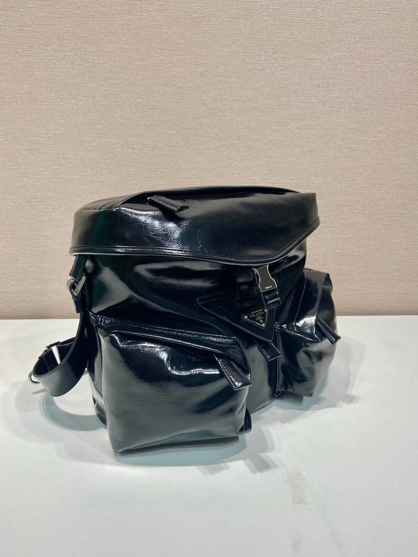 Prada CROSSBODY BAG 29 IN BLACK OIL WAX LAMBSKIN
