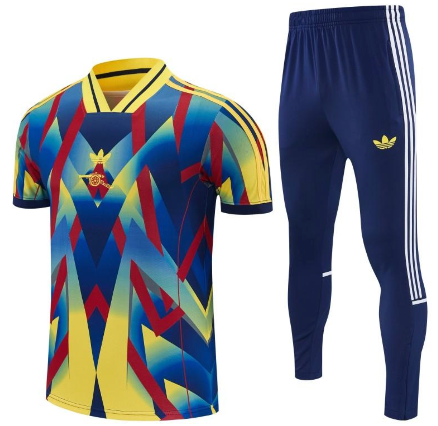 26/27 Arsenal Yellow Blue Red Geometric Multicolor Short Sleeve Tracksuit + Long Pants S-2XL