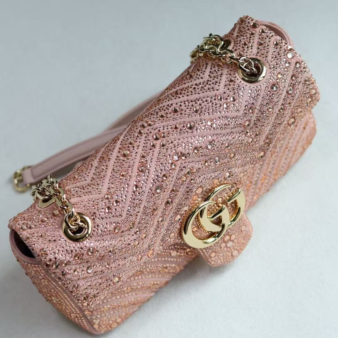 Gucci Marmont small shoulder bag with crystal embellishments