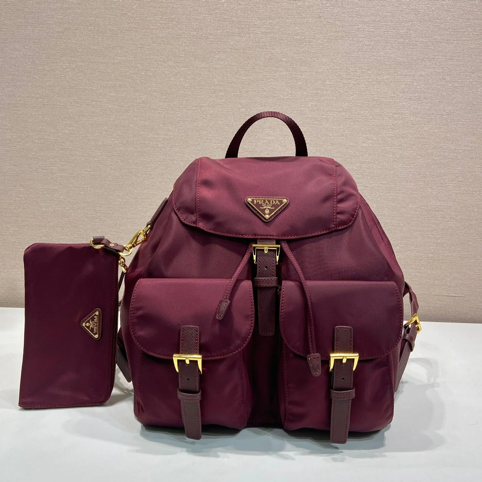 Prada  Backpack 32 burgundy nylon fabric 280832