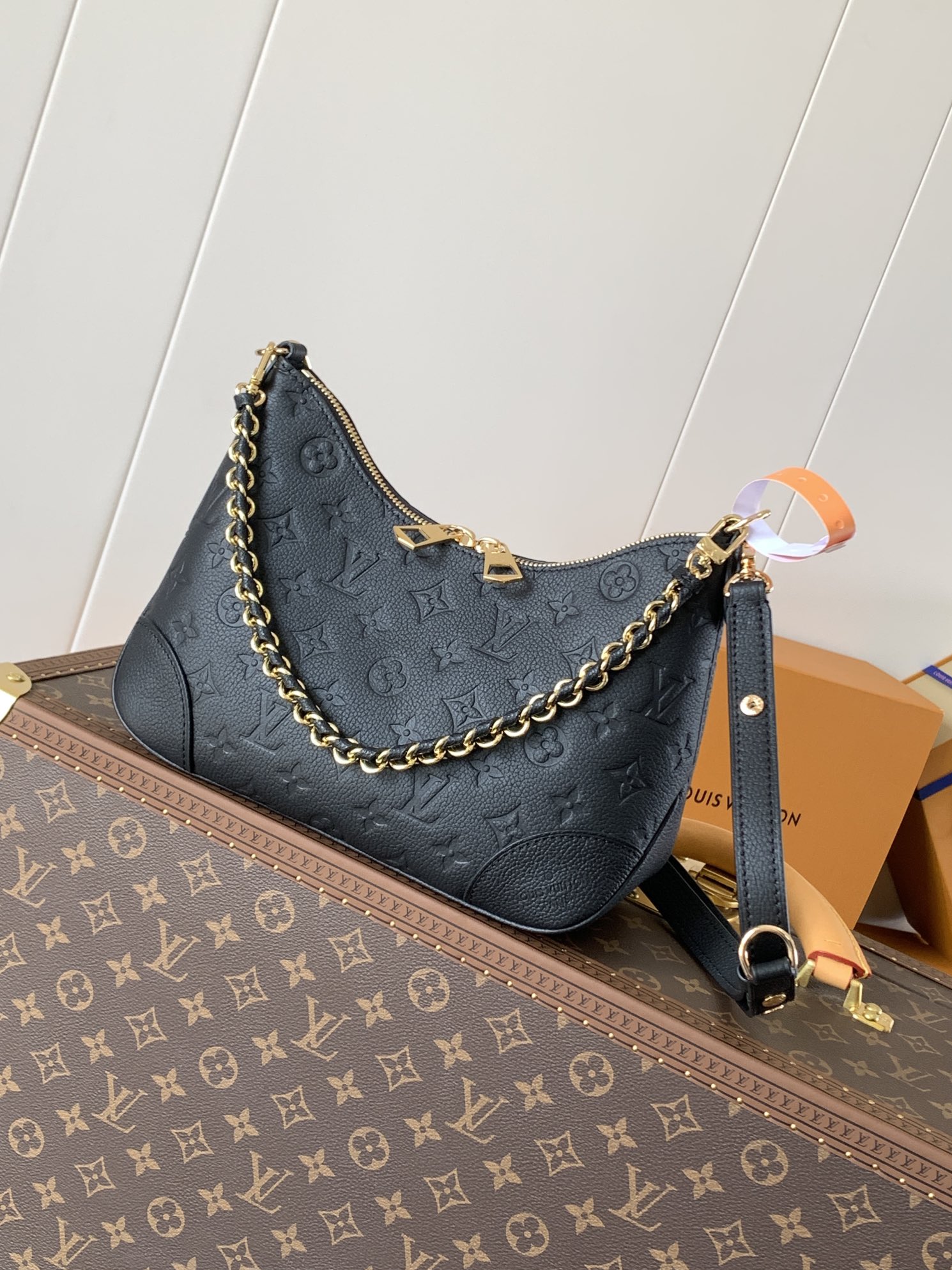 M12930 LV  Boulogne PM Bag in Black Monogram Empreinte Leather