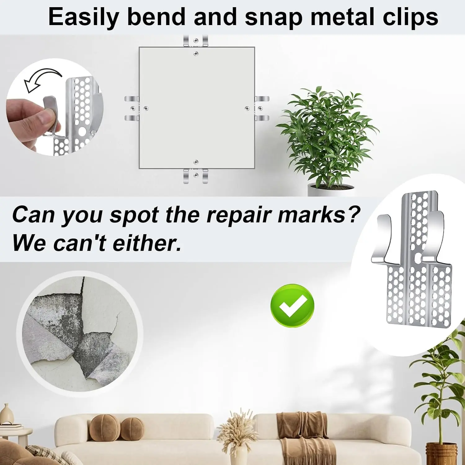 Drywall Repair Clips for 1/2-Inch Walls - Heavy-Duty Metal Patching Brackets with Screws (No Wood Backing Needed)