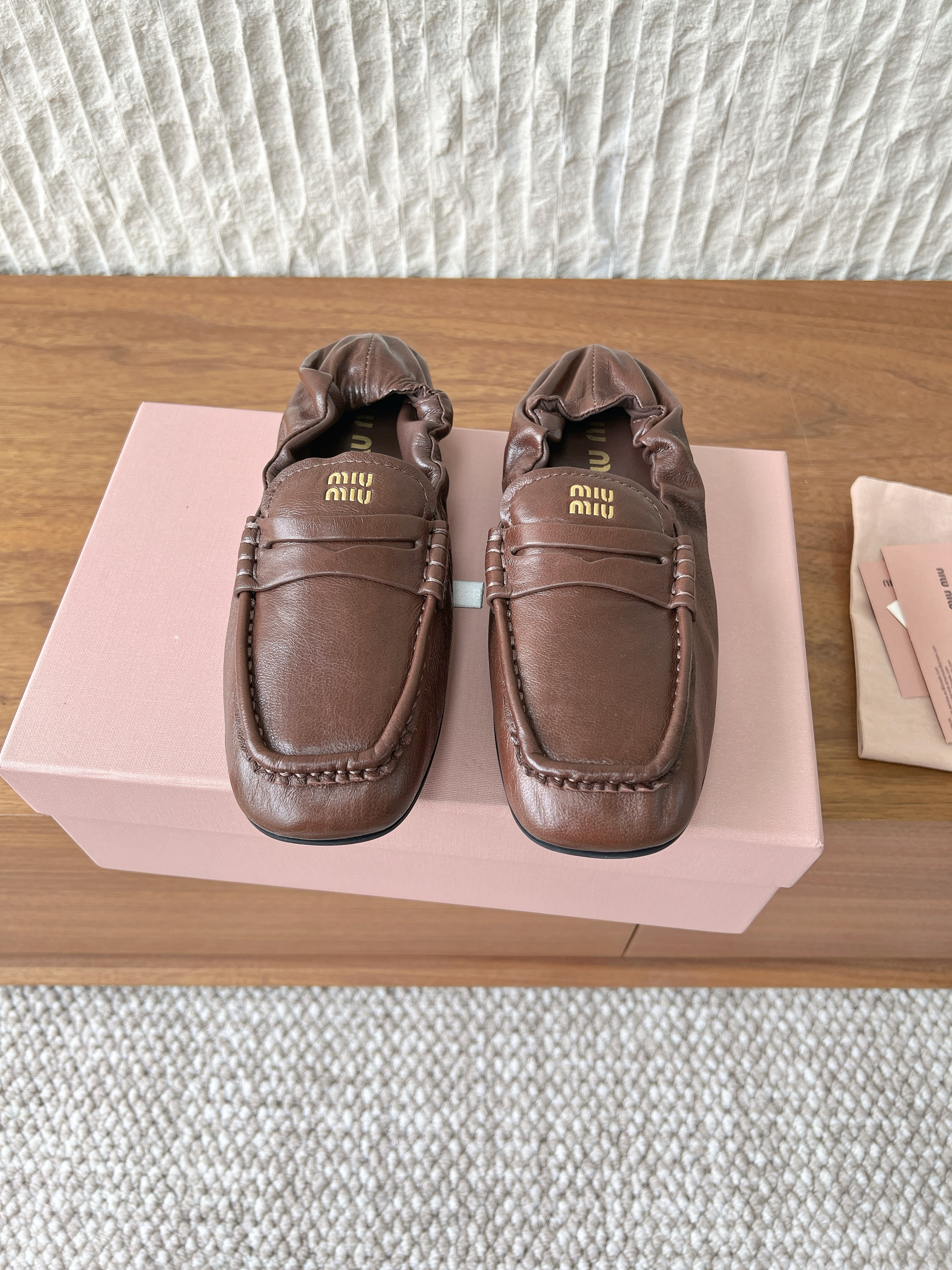 Miu Miu Ruched Nappa Loafers