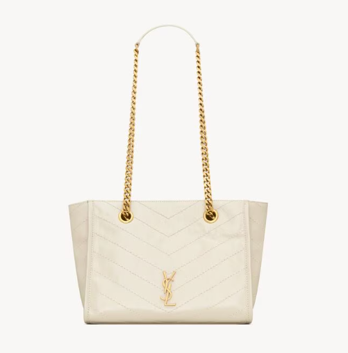 Saint Laurent White Vintage Leather Small Niki Tote
