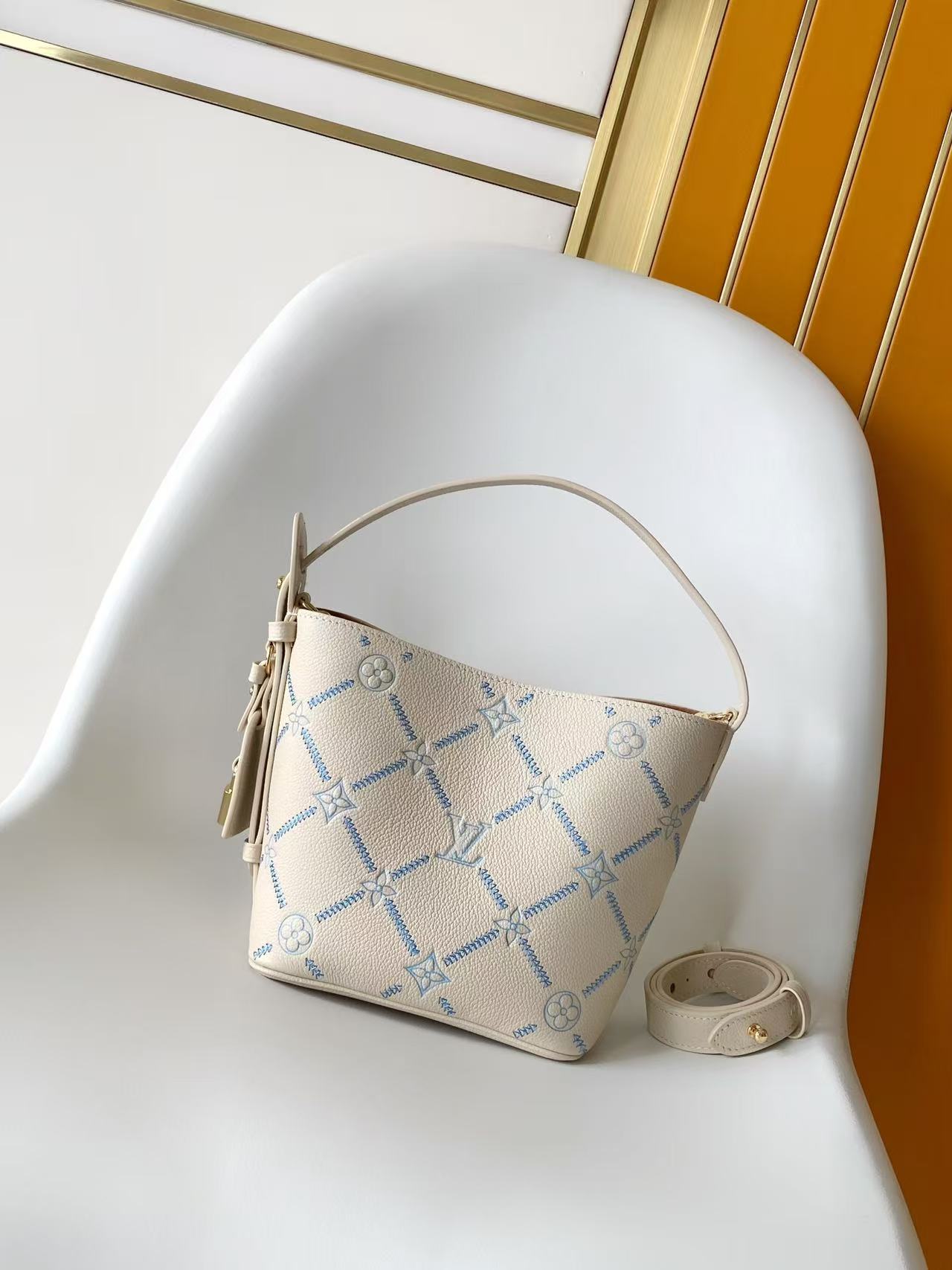 Louis Vuitton White Embroidered All In BB Handbag