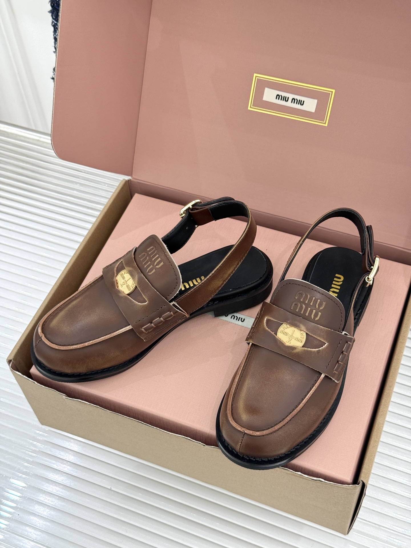 Miu Miu Vintage leather slingback loafers