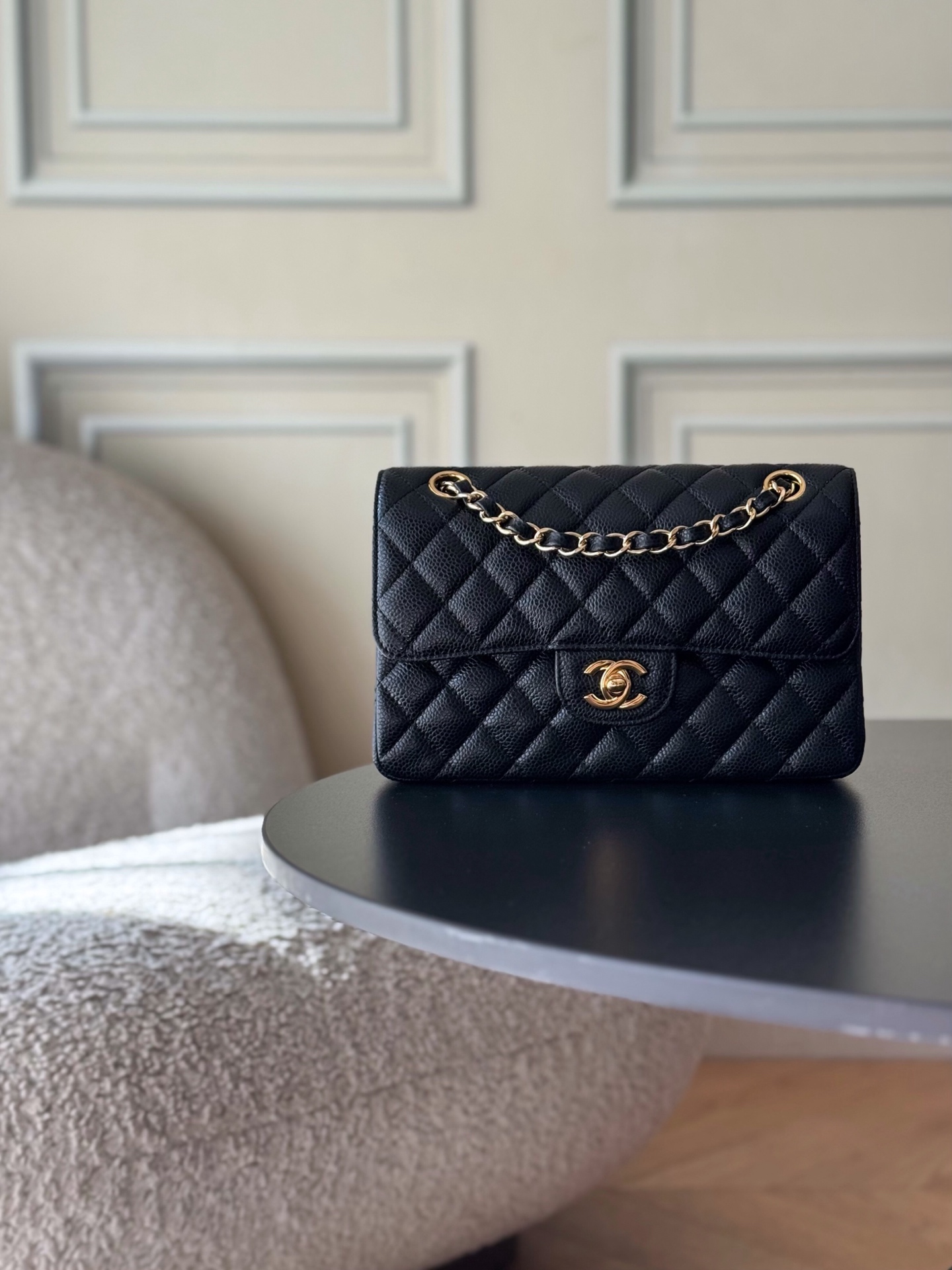 Chanel CF Small 23CM Quilted Caviar Leather CC Logo Double Flap Shoulder Bag /10A - KAIROO