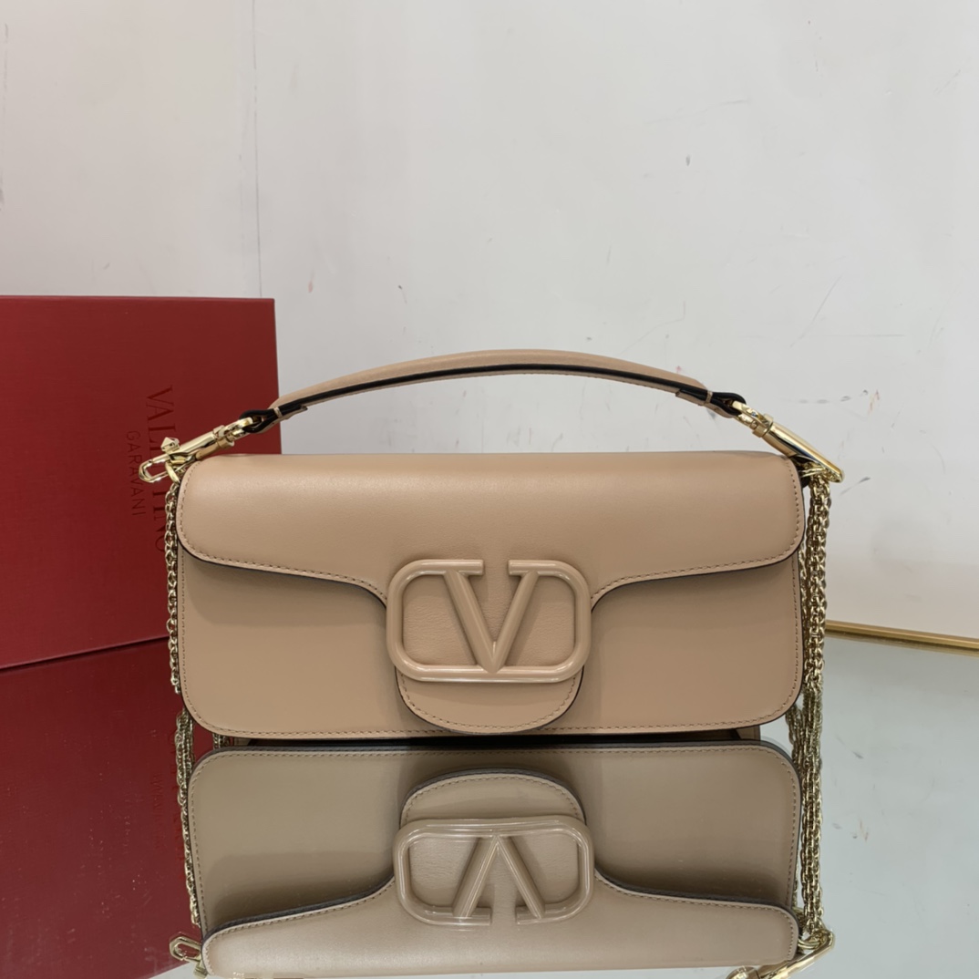 Valentino Large Garavani Loco Bag in Calfskin and crystals-Beige