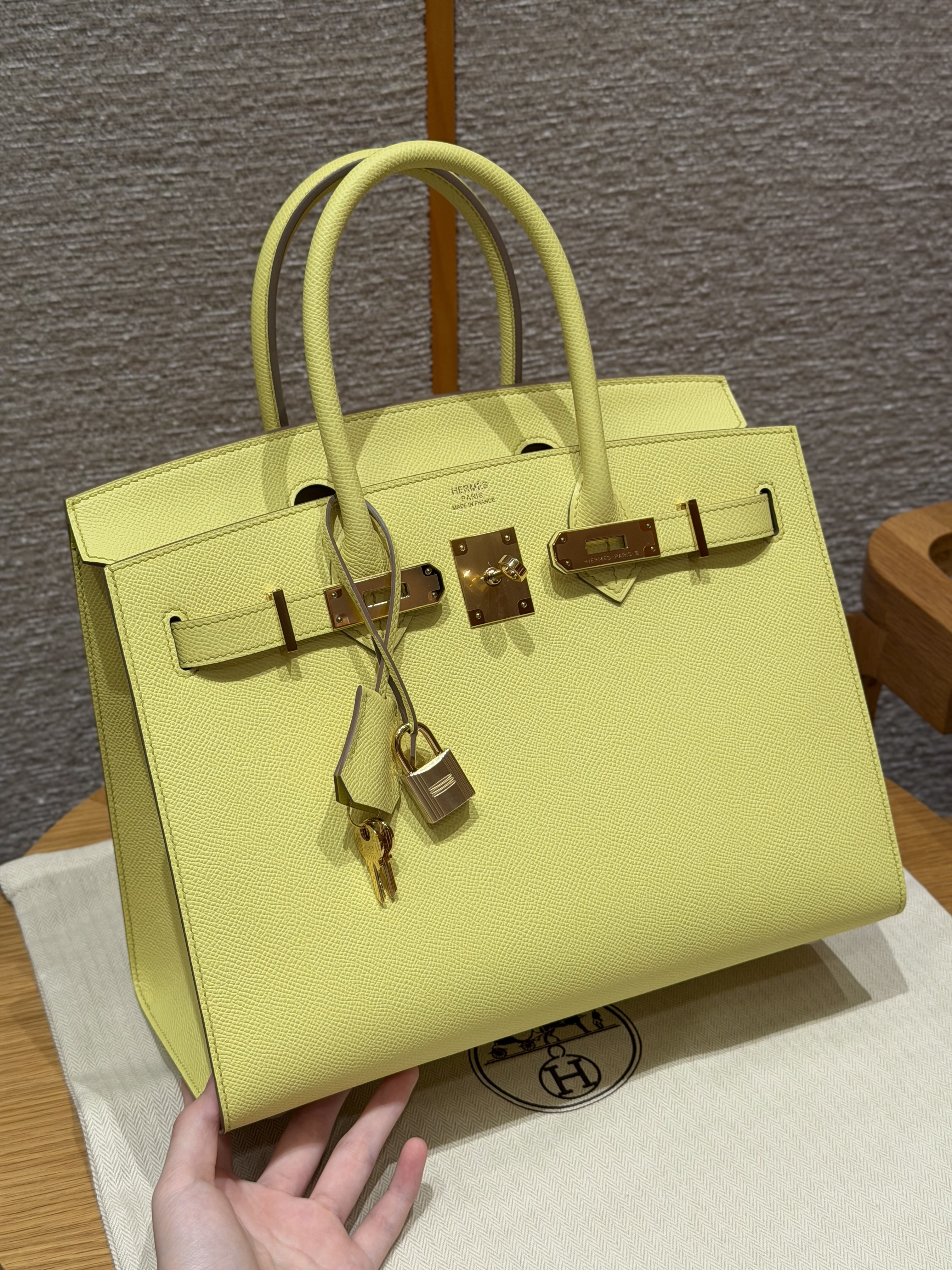 Hermes Lime Epsom Birkin 30 Bag