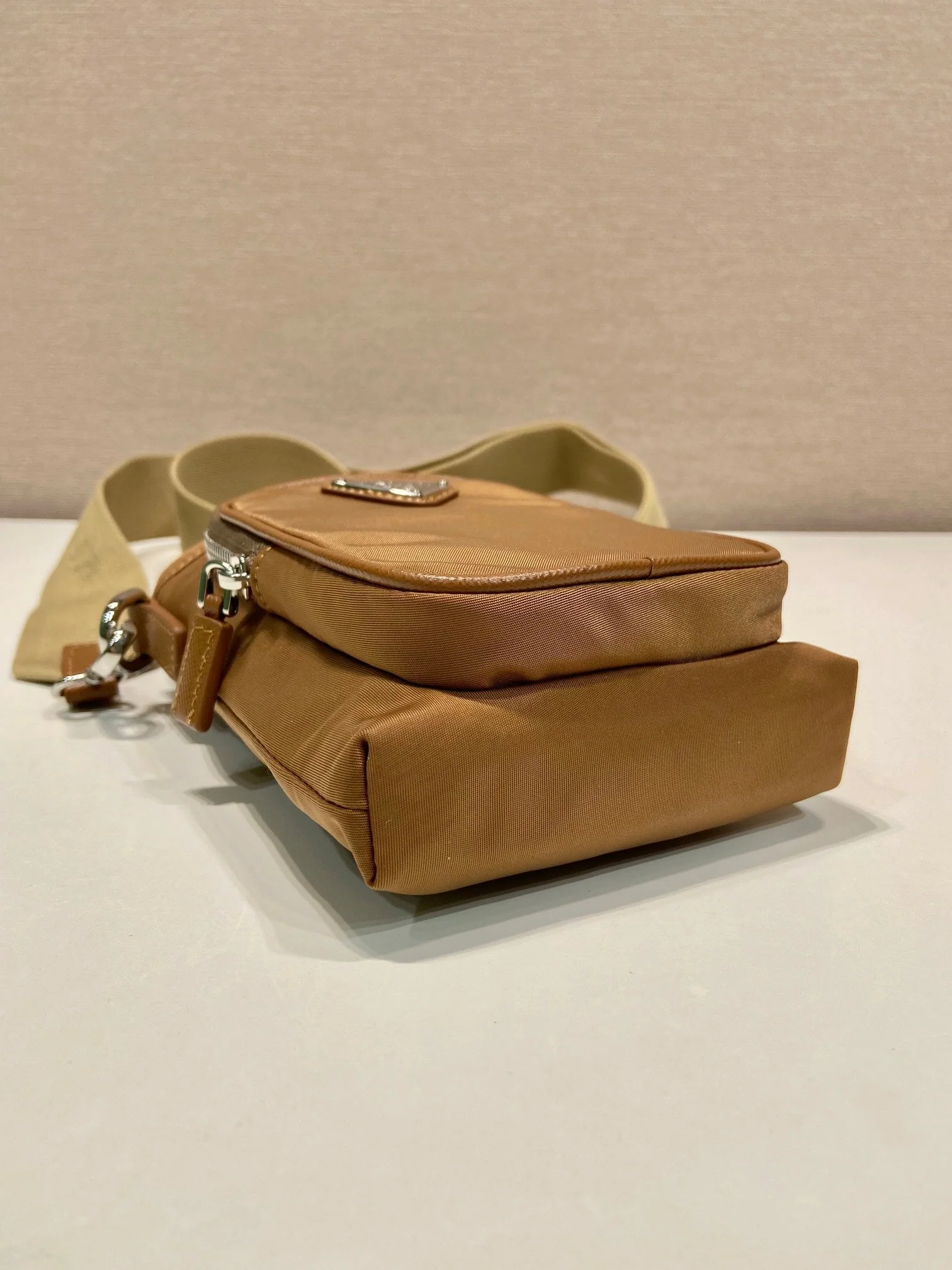 Prada PHONE BAG 18 IN SEPIA BROWN RE-NYLON