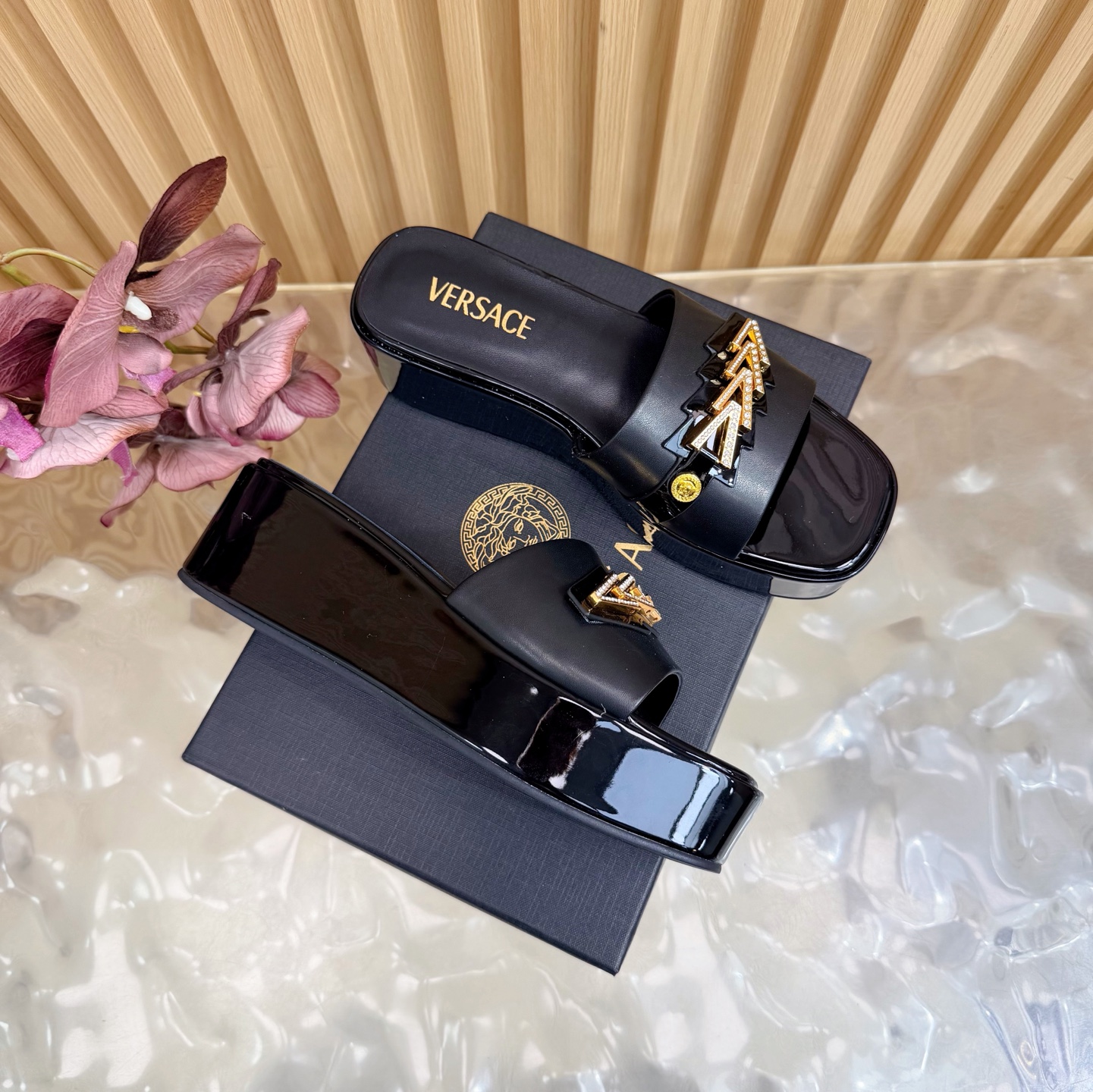 Versace Platform Leather Slides