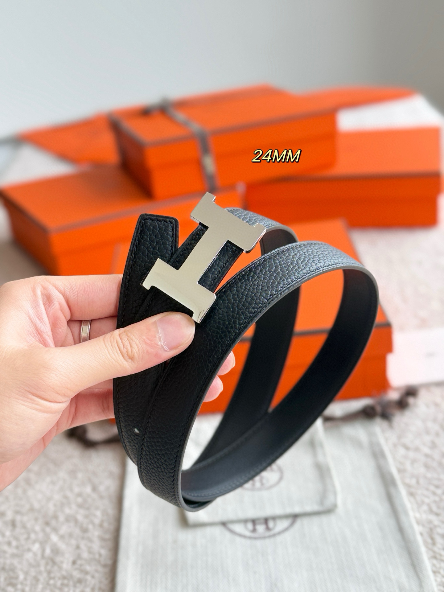 Hermes Mini Constance  Reversible Leather Belt 24mm