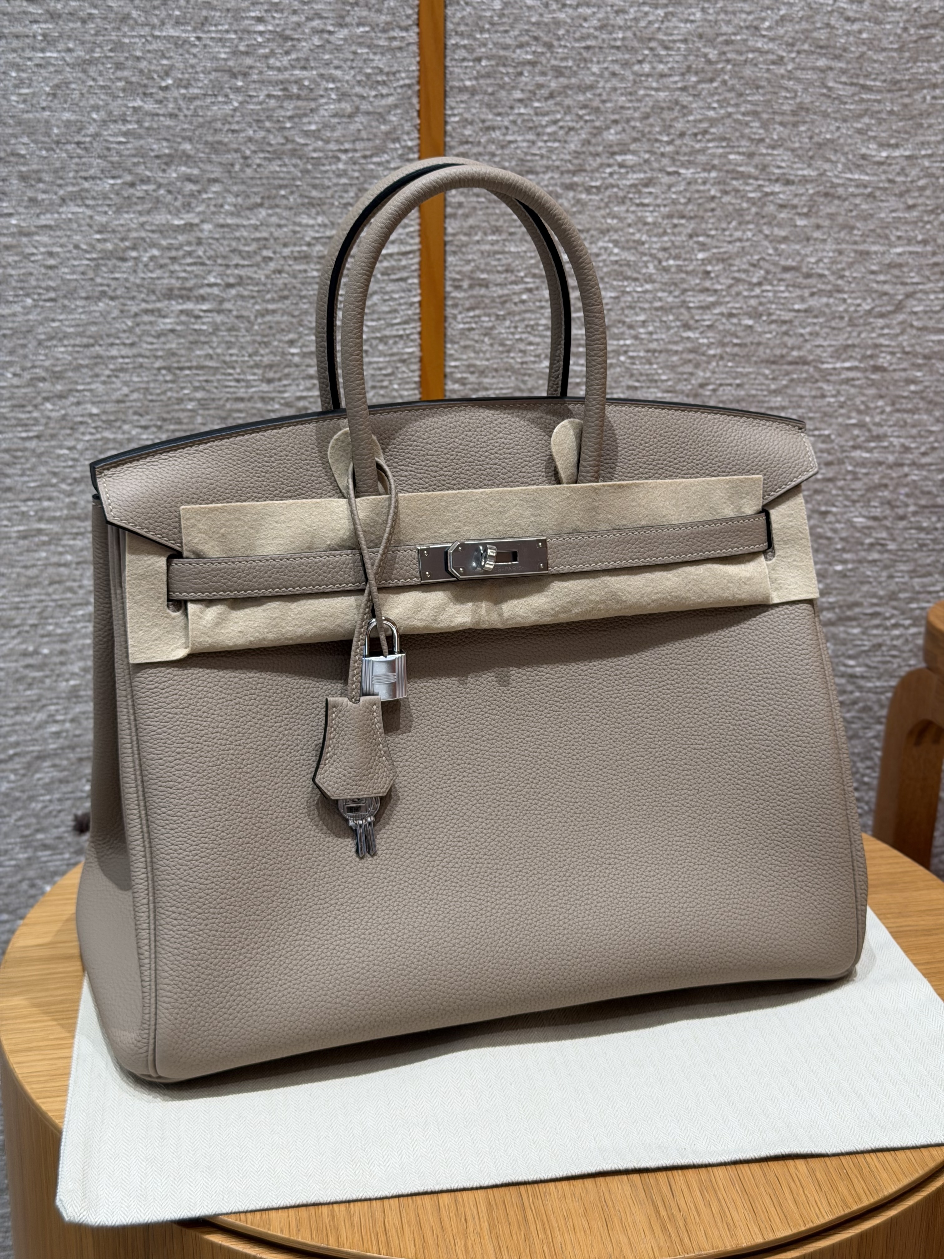 Hermes Gris Tourterlle Togo Birkin 35 Bag
