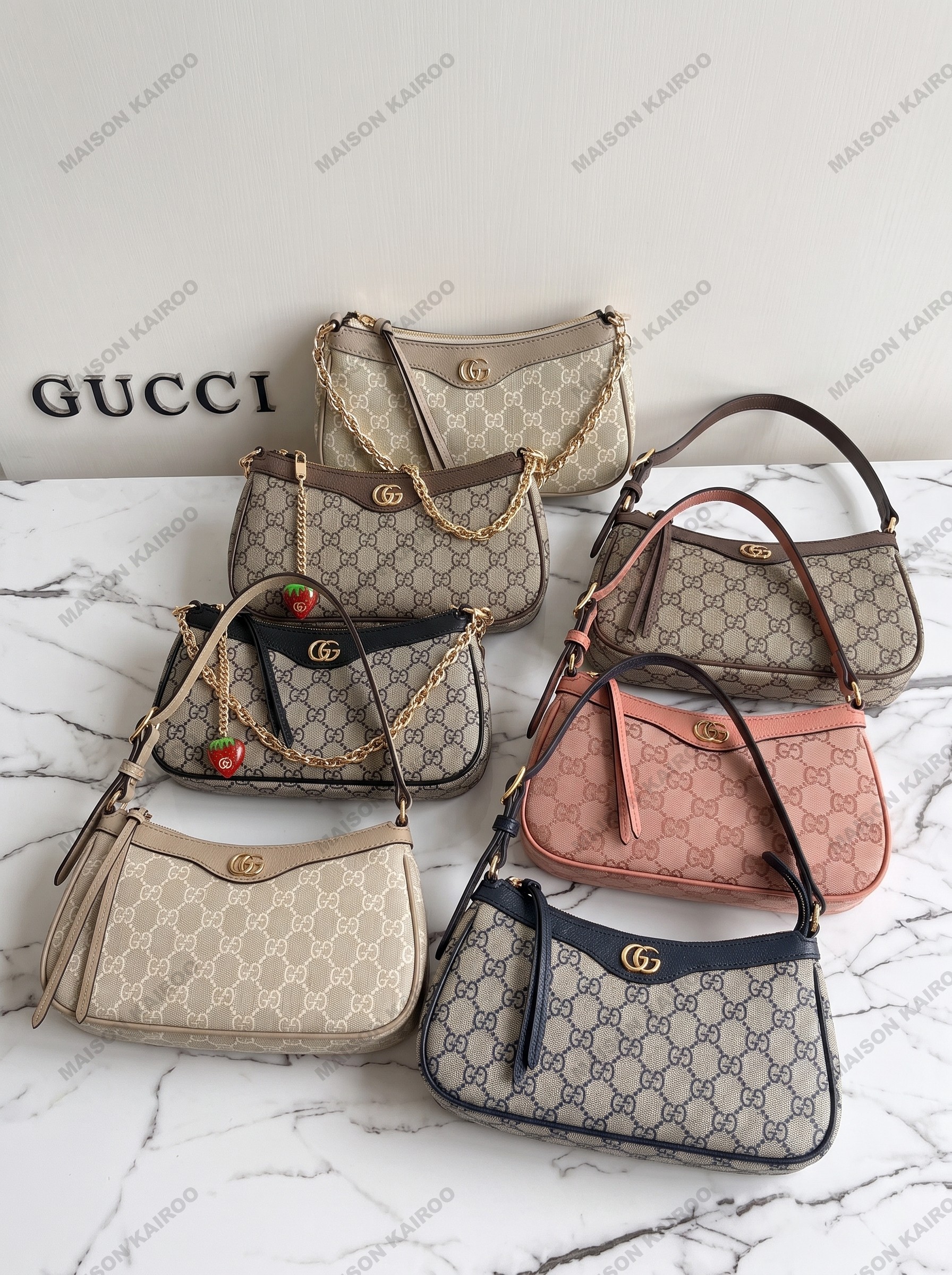 Gucci Ophidia Small GG Monogram Canvas Baguette Hobo Shoulder bag - KAIROO