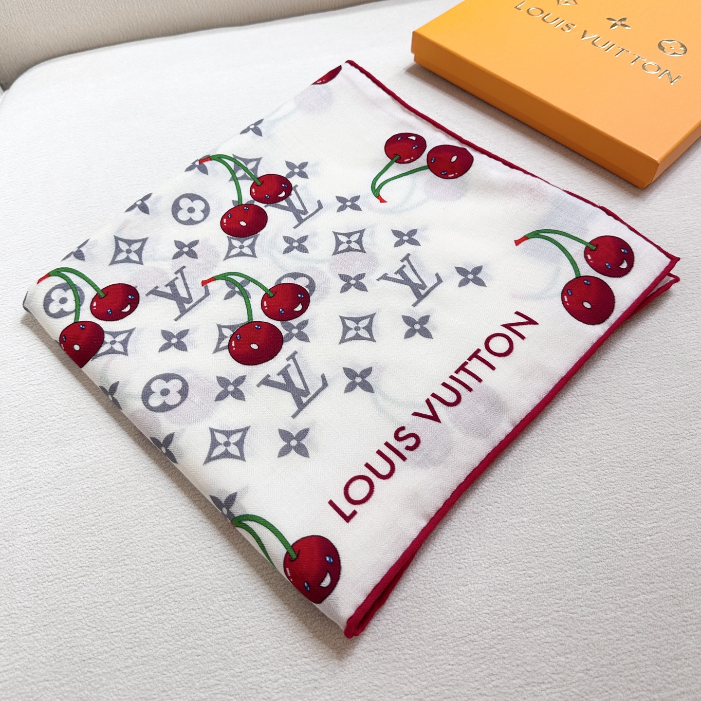 LV x TM Monogram Cherry Blossom Shawl 140